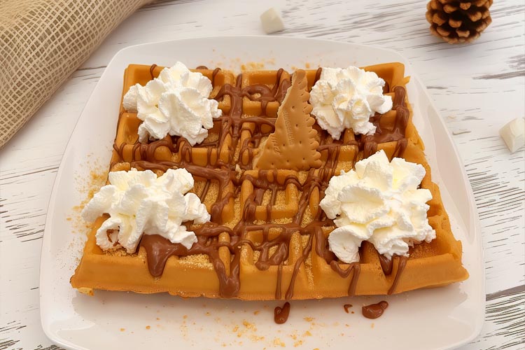 Delicious waffle breakfast served at Aloni Cafe in Kardamili, Greece